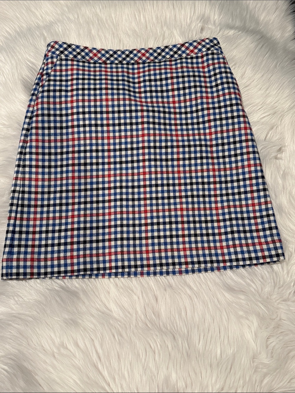 Talbots Blue, Red and White Gingham Mini Skirt